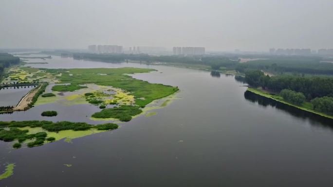 航拍北京大运河支流凉水河通州西集漷县段