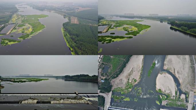 航拍北京大运河支流凉水河通州西集漷县段