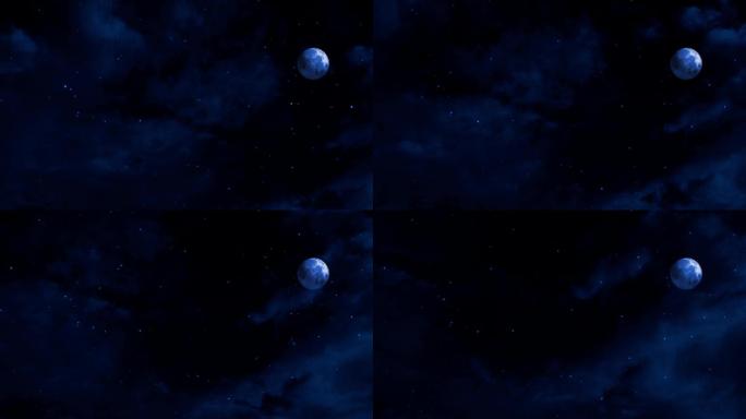 【HD天空】月亮薄云夜晚唯美月空满月圆月