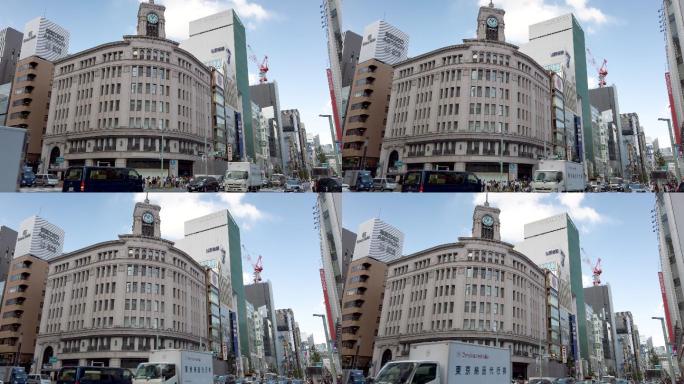 日本东京银座城市建筑快速发展航拍延时国外