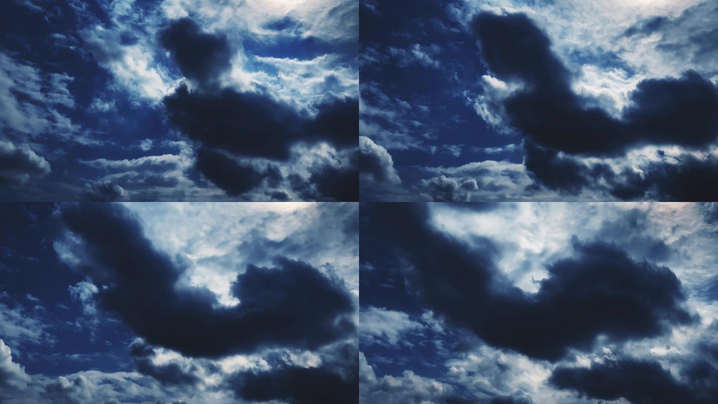【HD天空】阴天恐怖乌云蓝色阴雨水墨云层
