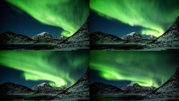 挪威山上的北极光时间流逝大自然唯美大气