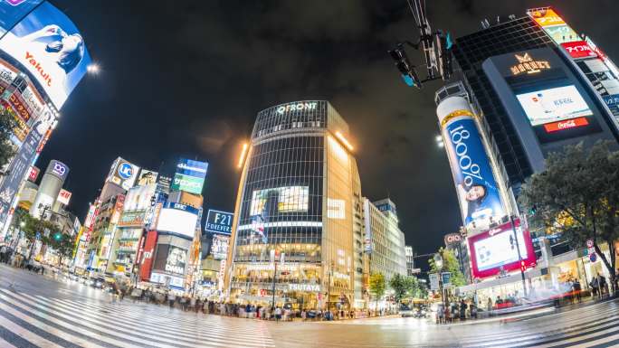 城市夜景国外商圈外国人流商圈延时