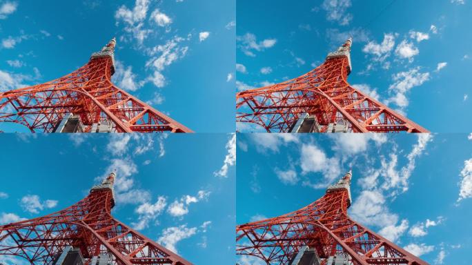 东京塔延时首都地标航拍标志地标性建筑