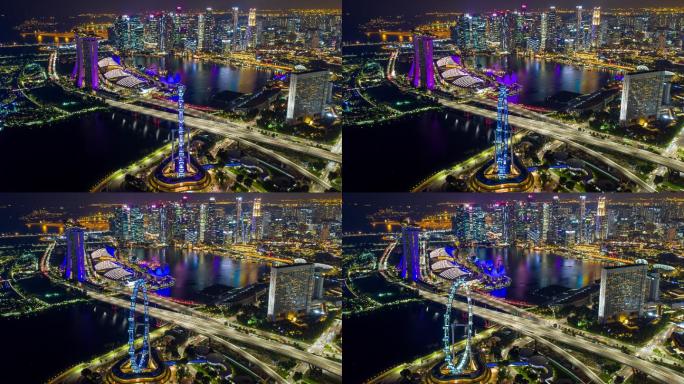 新加坡商业区夜间的场景