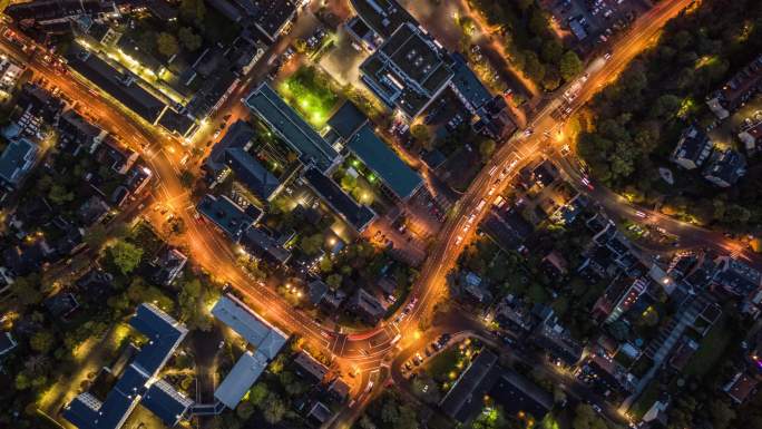 住宅区鸟瞰图夜景夜晚夜色航拍俯视俯瞰