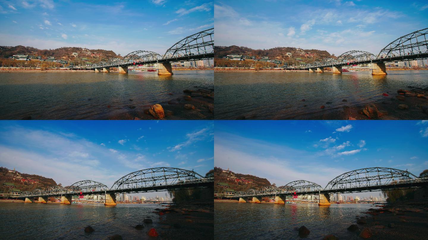 大气城市甘肃兰州旅游黄河中山桥壮观延时