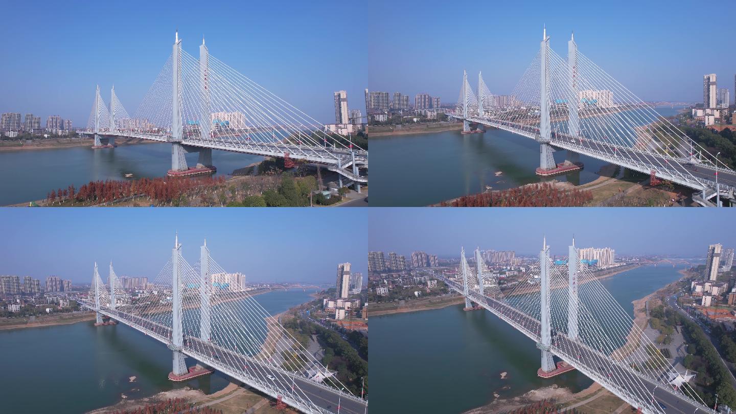 益阳西流湾大桥4k航拍视频
