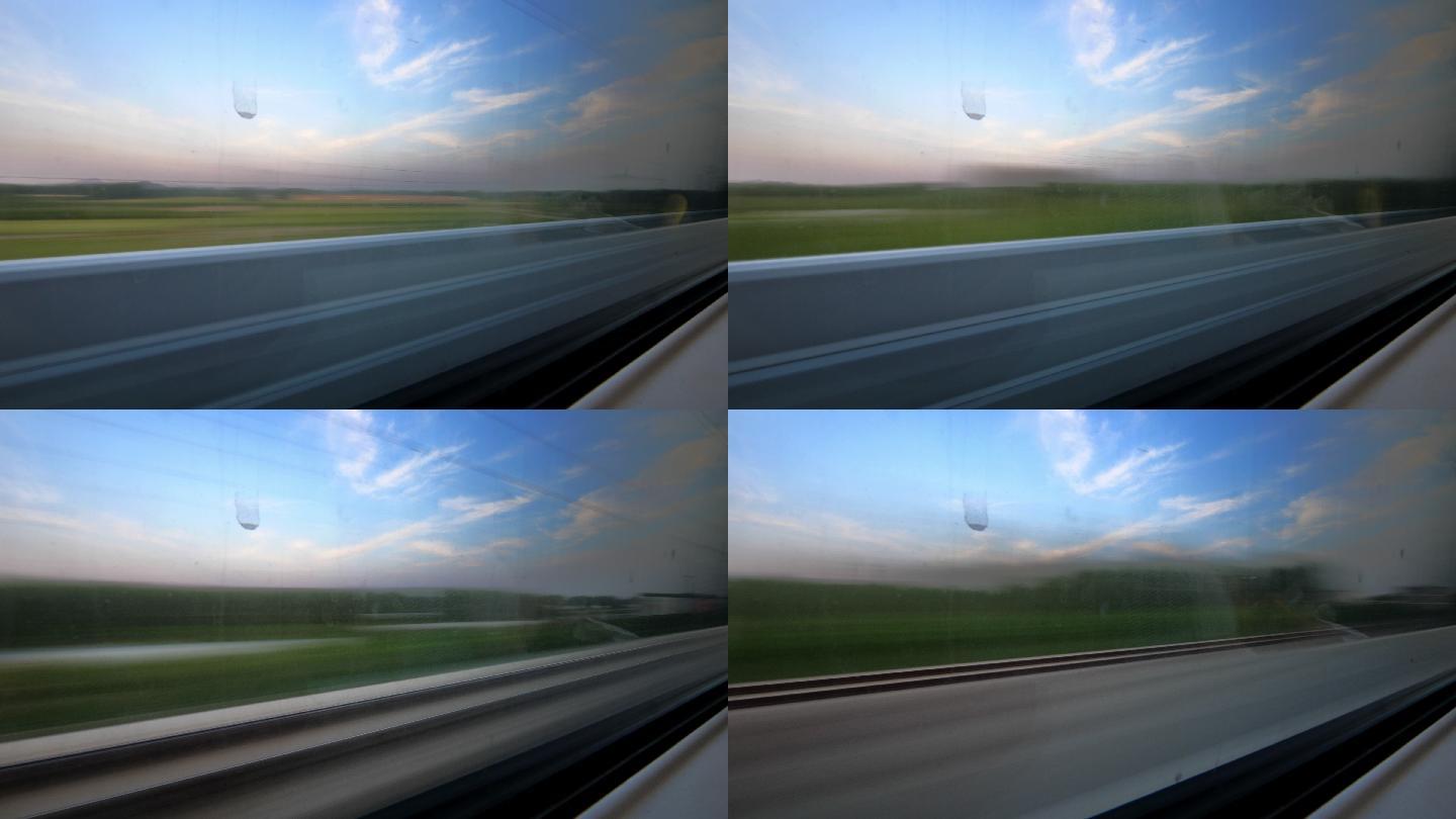 高铁车窗外的美景车窗高速快速风景