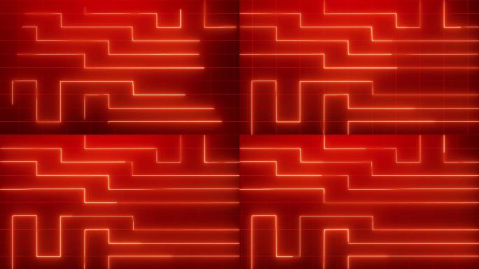 红色运动背景科技感霓虹光效线条流动