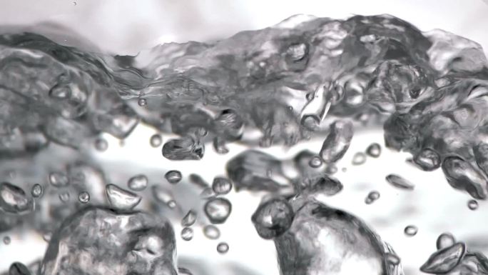 超慢动作沸水金属液体化学溶液泡泡水泡