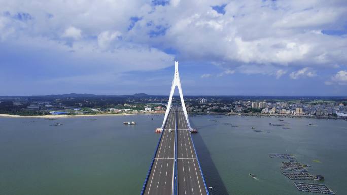 海南环岛旅游公路海文大桥航拍素材