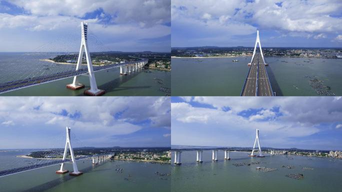 海南环岛旅游公路海文大桥航拍素材