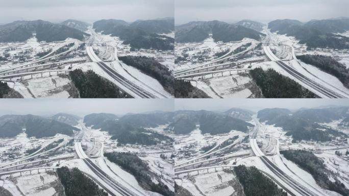 4K航拍建设中高速路雪景3组39秒