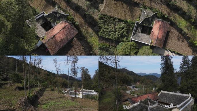 【4K】山间田野老建筑寺庙航拍