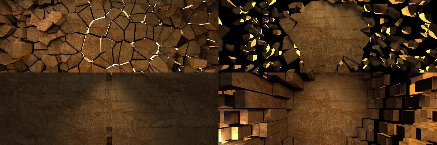 裸眼3D墙面砖块岩石墙体山体动画投影秀