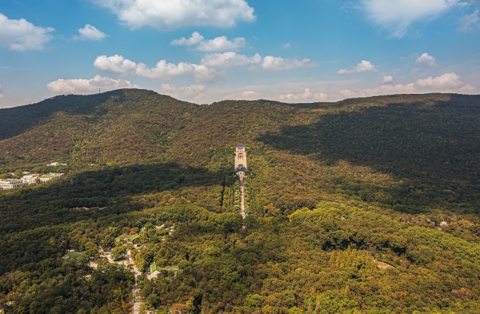 4K南京中山陵入秋航拍延时