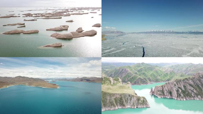 西藏风光风景高原湖泊公路航拍视频素材