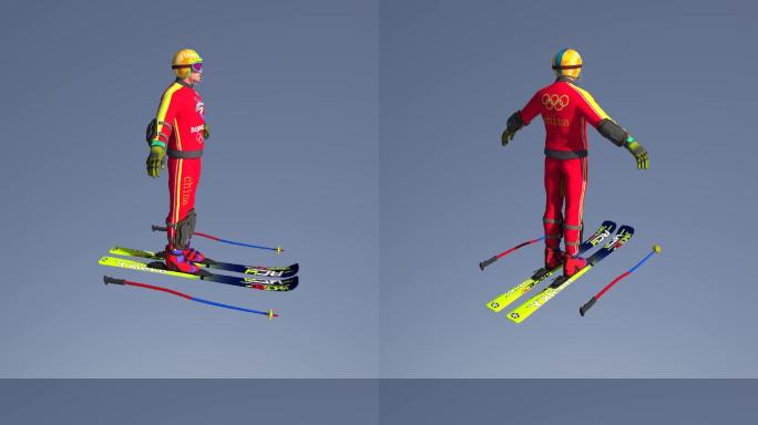 滑雪运动员三维角色模型（含绑定设置）