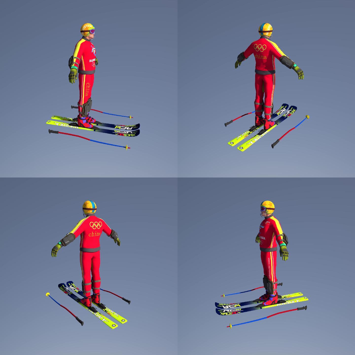 滑雪运动员三维角色模型（含绑定设置）