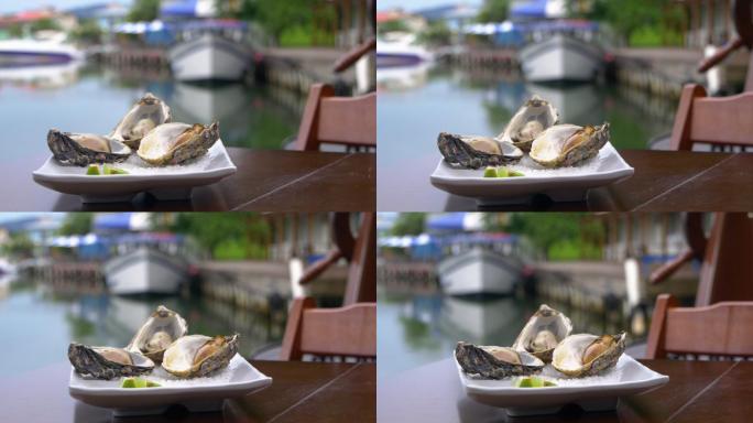 桌子上的牡蛎盘滋补美食