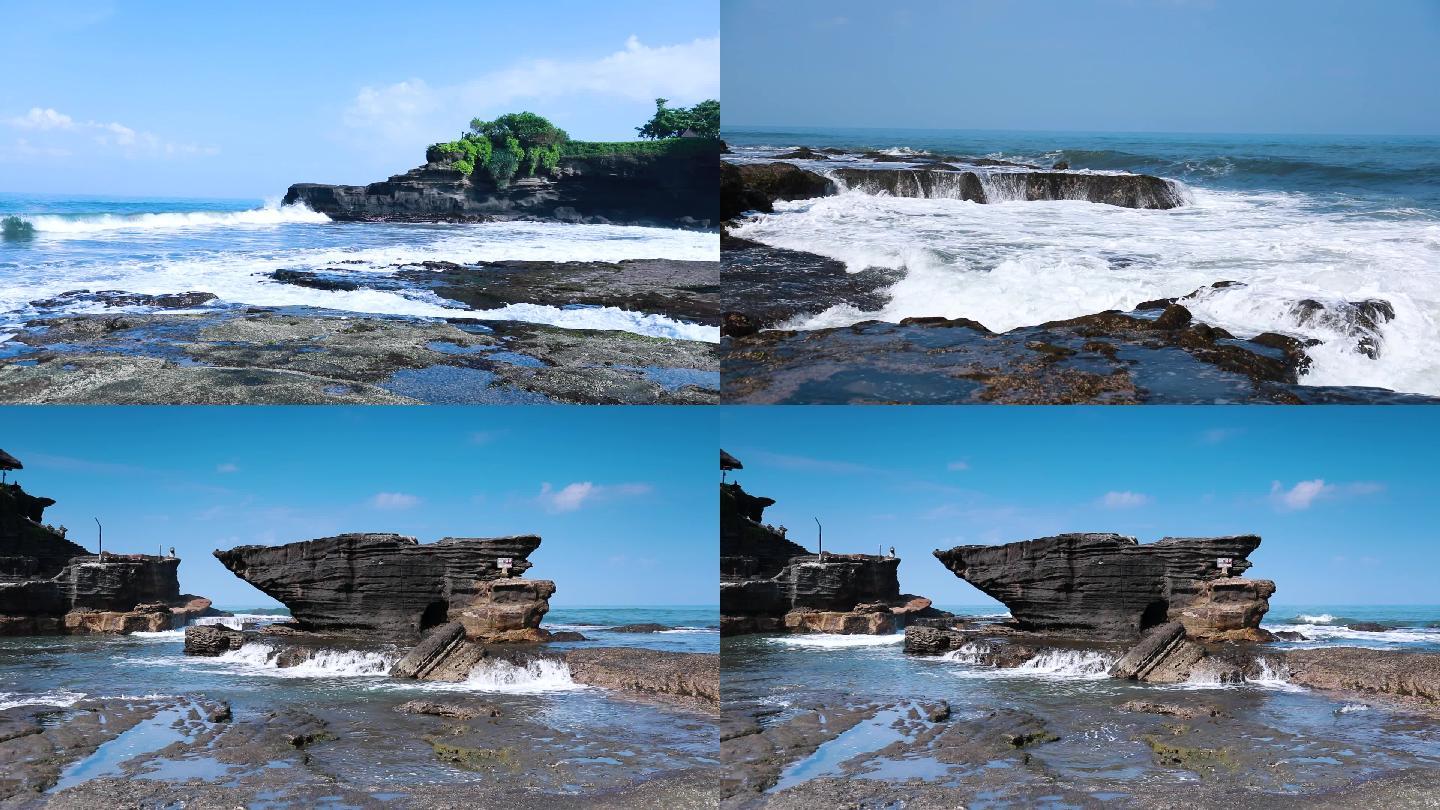海浪拍打岩石素材
