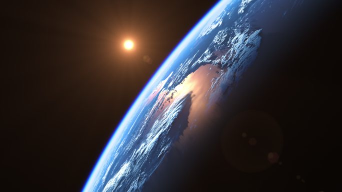 地球3d动画。月亮地球地图