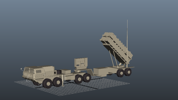 pac3爱国者发射车军用车maya模型