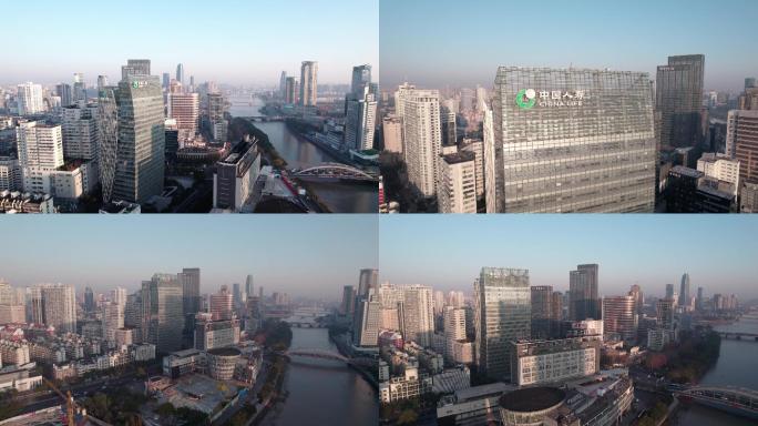 宁波中国人寿大楼清晨航拍