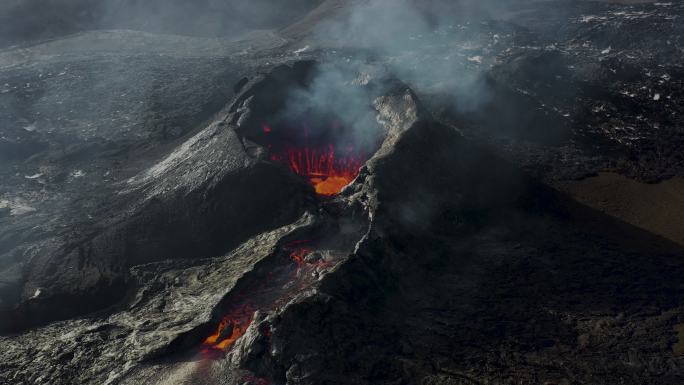 冰岛火山喷发震撼航拍视频素材空气污染地质