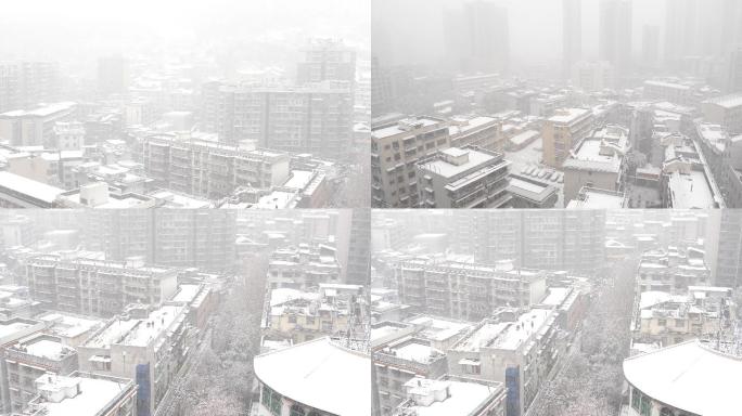 城市下大雪雪景
