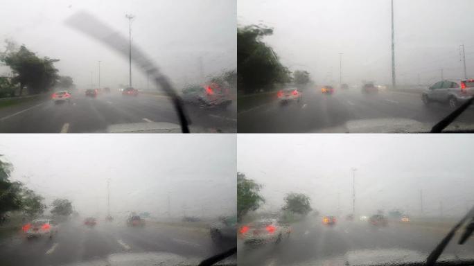 雨中驾驶安全行驶雨天开车都市大雨