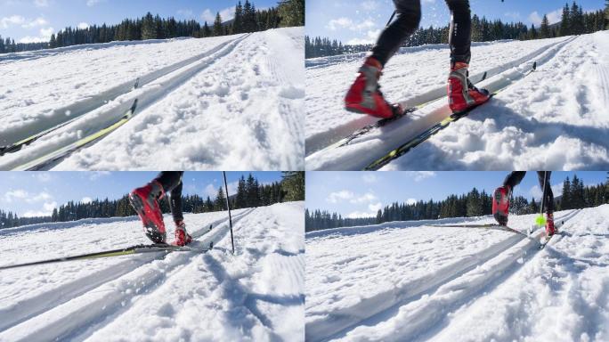 在滑雪的人雪地滑雪板积雪