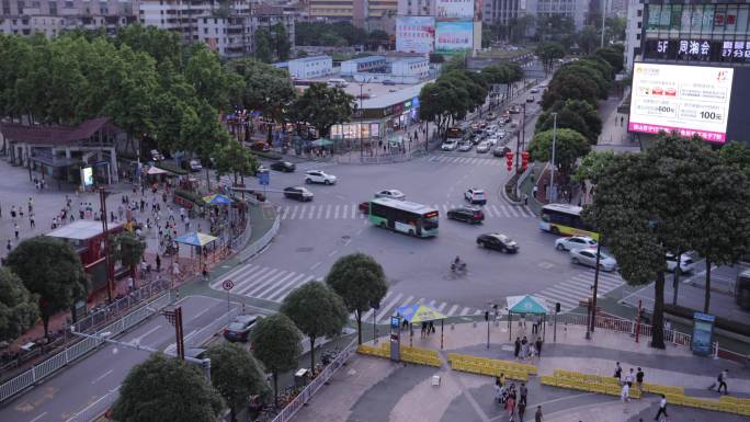 佛山祖庙路斑马线十字路口下班高峰期延时