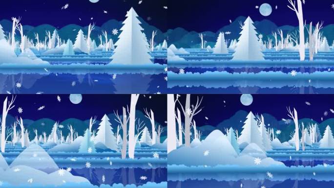 唯美卡通冰雪世界舞台背景宽屏音乐素材