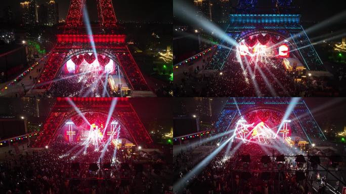 深圳世界之窗埃菲尔铁塔炫彩灯光迎新音乐节