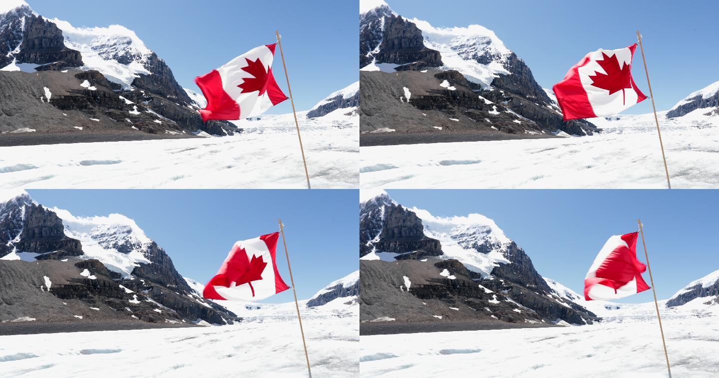 冰原上的加拿大国旗