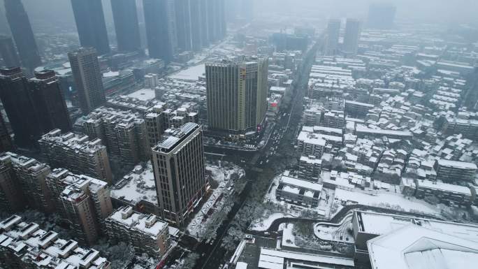 长沙城市雪景航拍