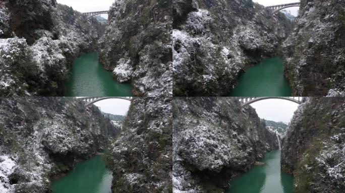 4K航拍龙鳌河大桥雪景2组1分49秒