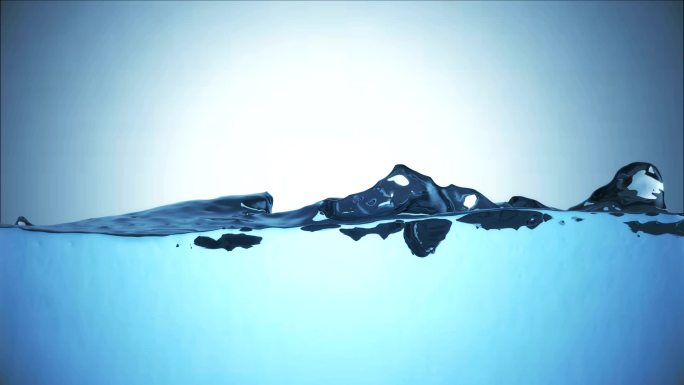 蓝色背景上的水面水珠透明视频素材水花波动