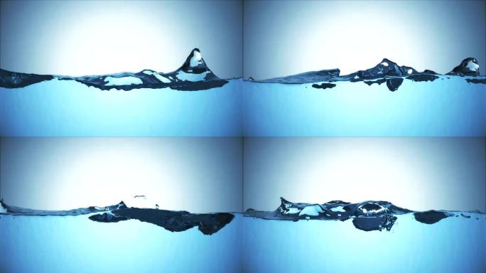 蓝色背景上的水面水珠透明视频素材水花波动