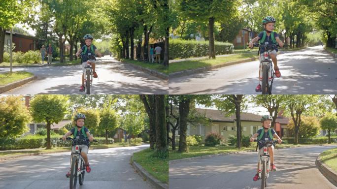 骑自行车的小男孩视频素材