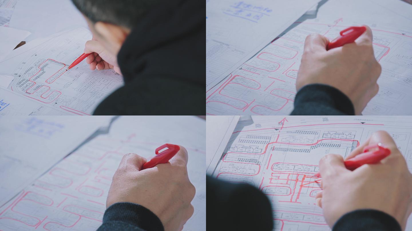 设计师绘制建筑图纸