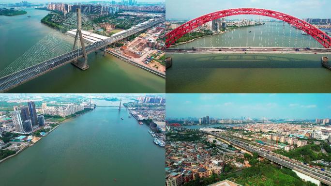 广州番禺大桥新光大桥新光快速路多镜头航拍