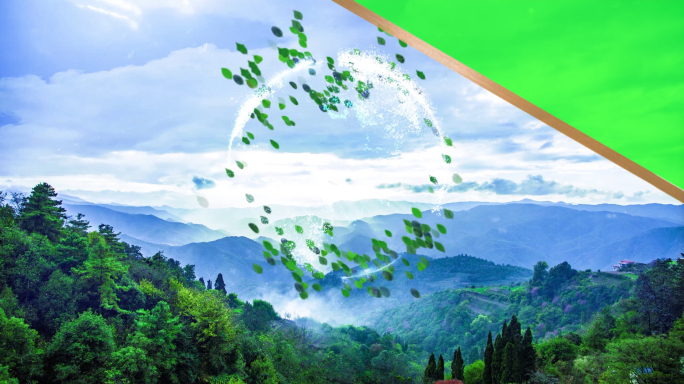 绿色科技碳中和碳达峰绿色粒子树叶粒子浪
