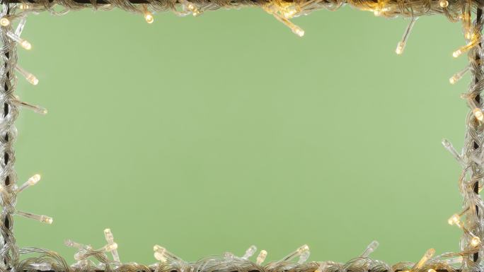 圣诞灯框架绿色屏幕背景