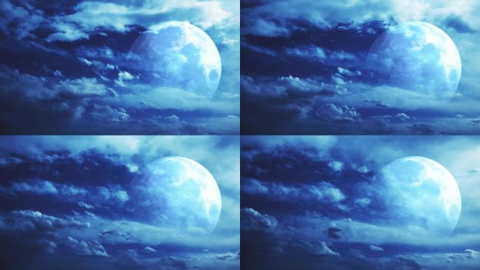 【HD天空】奇幻月球蓝月魔幻月光云景云絮