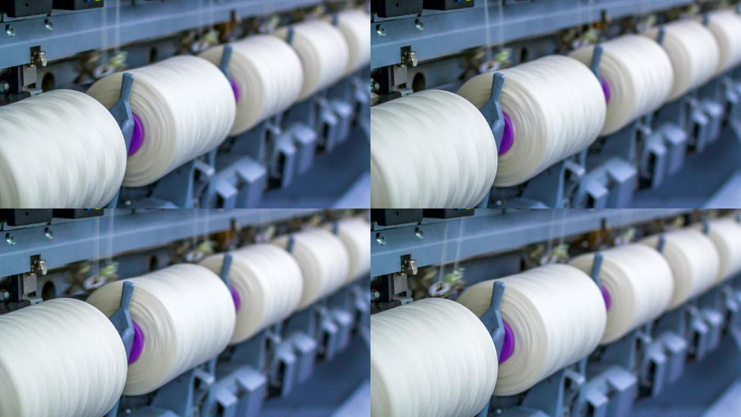 工厂纺纱机实拍视频素材纺织业