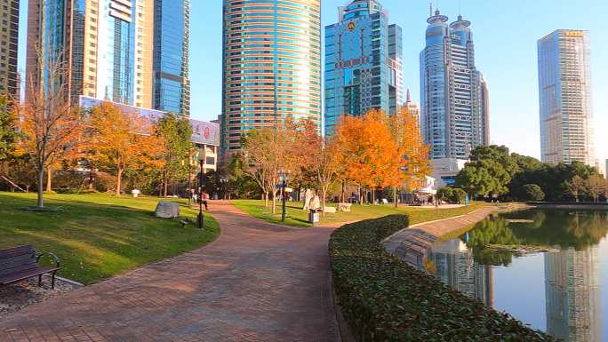 上海陆家嘴金融中心秋季城市美景