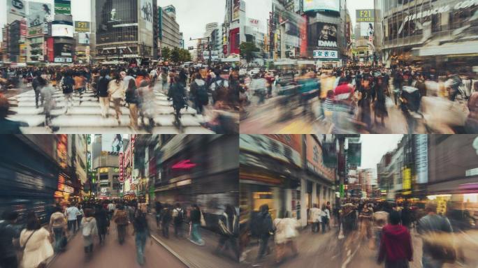 日本涉谷人群首都地标人流人海步行街